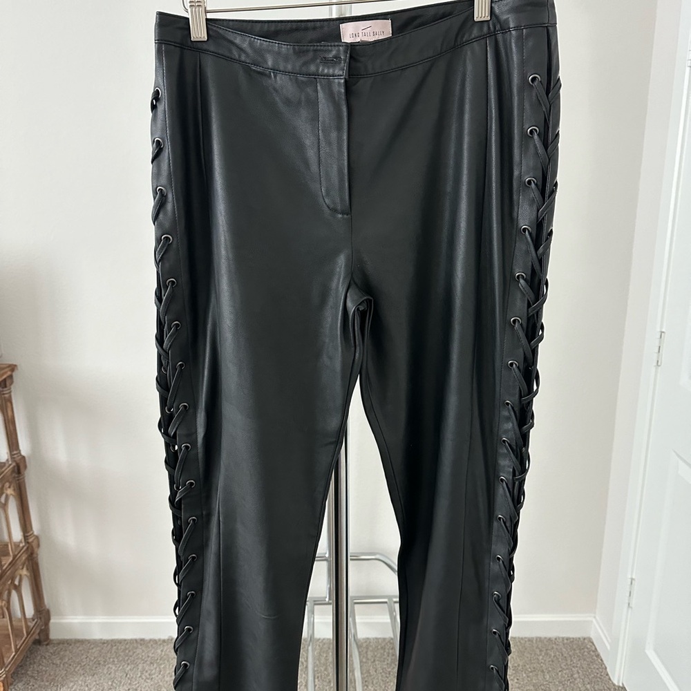 Long Tall Sally Black Faux Leather Lace-Up Pants